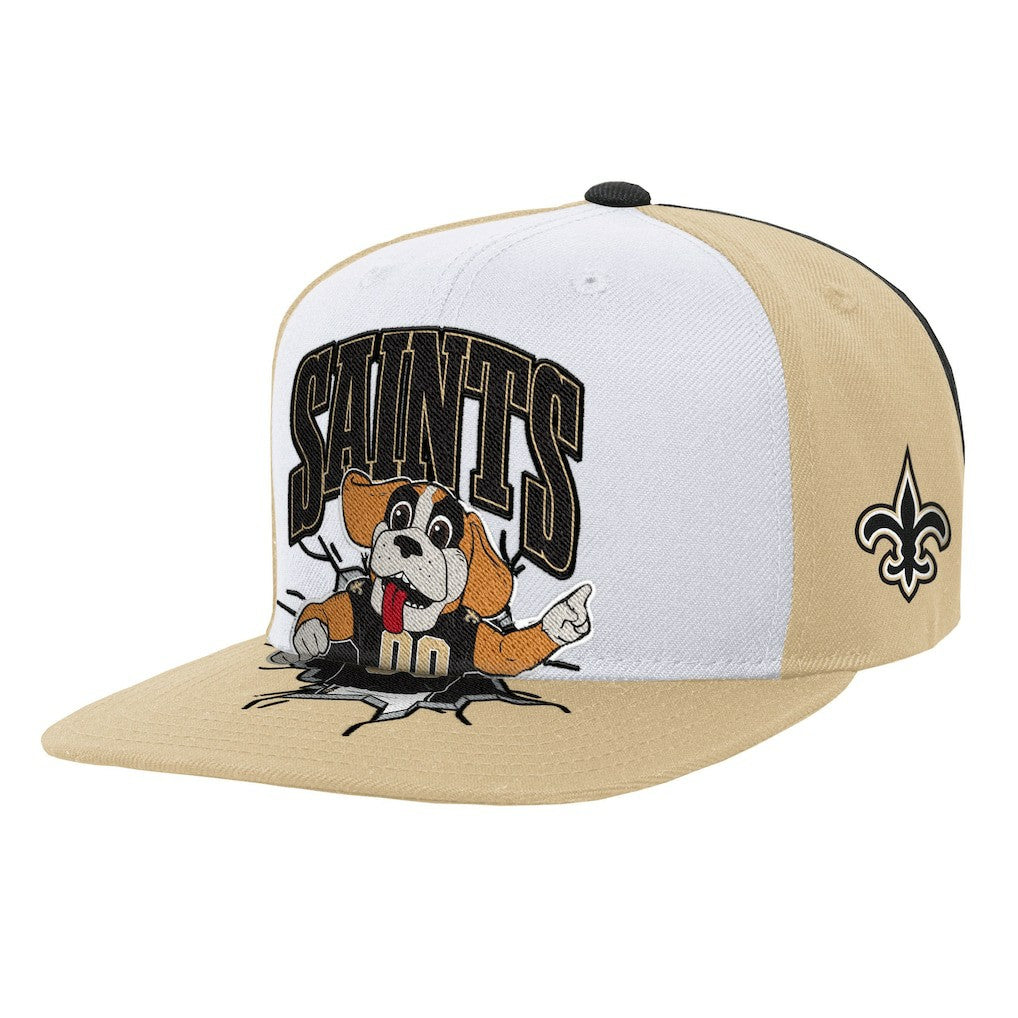 Mitchell & Ness New Orleans Saints Youth Team Mascot Snapback Hat White