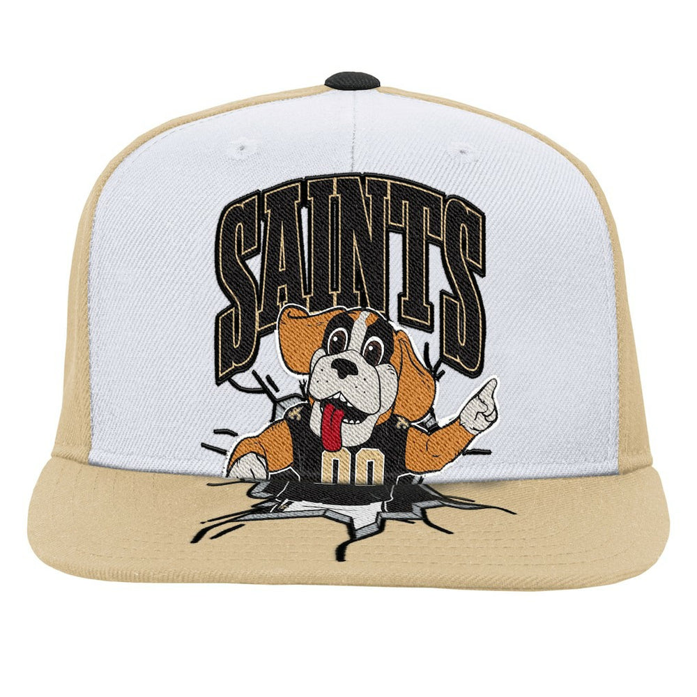 Mitchell & Ness New Orleans Saints Youth Team Mascot Snapback Hat White