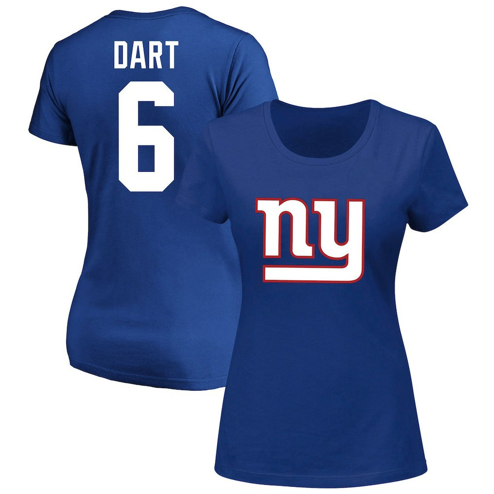 Fanatics Jaxson Dart New York Giants Women's Plus Size Name & Number Scoop Neck T-Shirt Royal