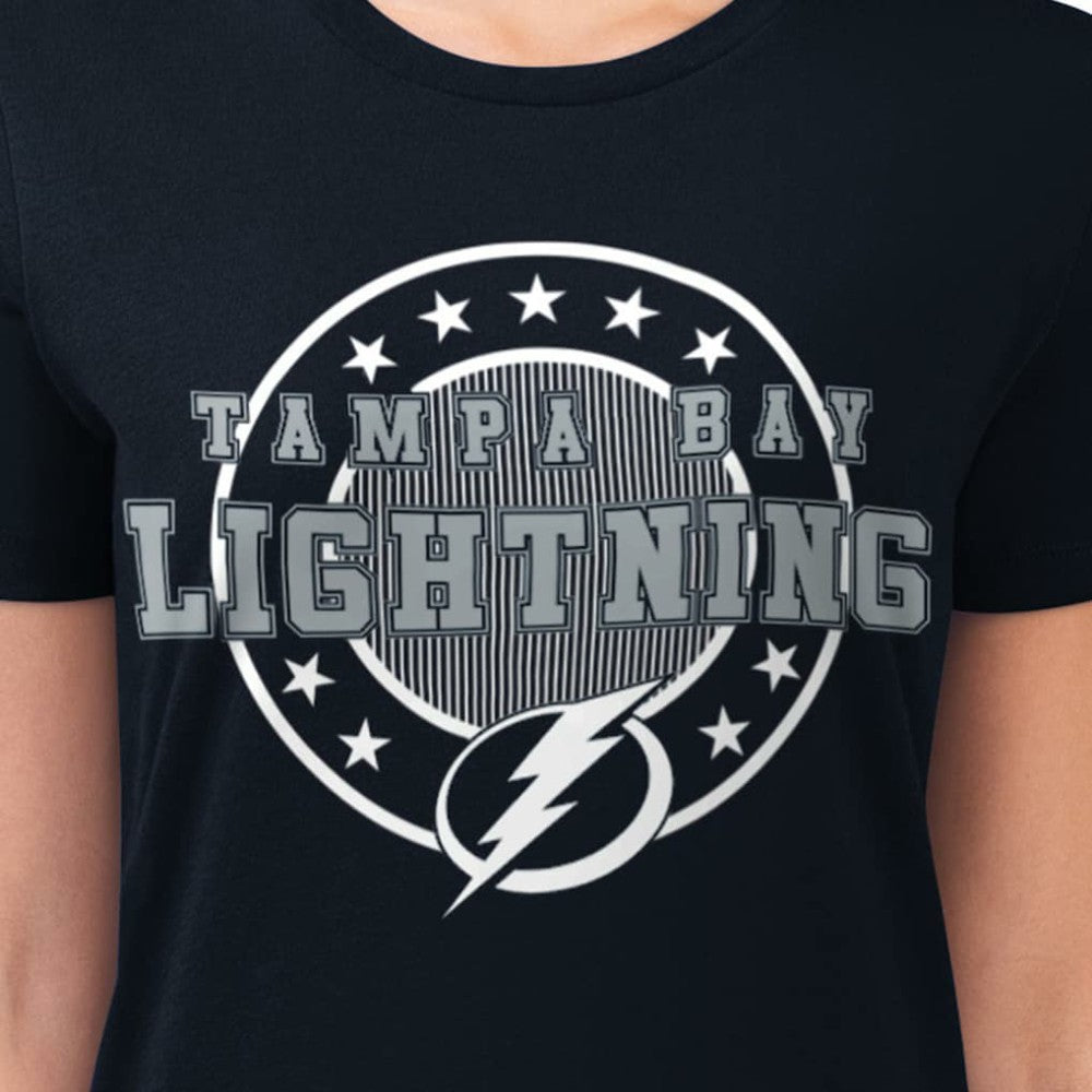 Tampa Bay Lightning G-III 4Her by Carl Banks Women's Super-Slim Lightweight Pinstripe Circle Graphic T-Shirt - Navy - NHL 203505351