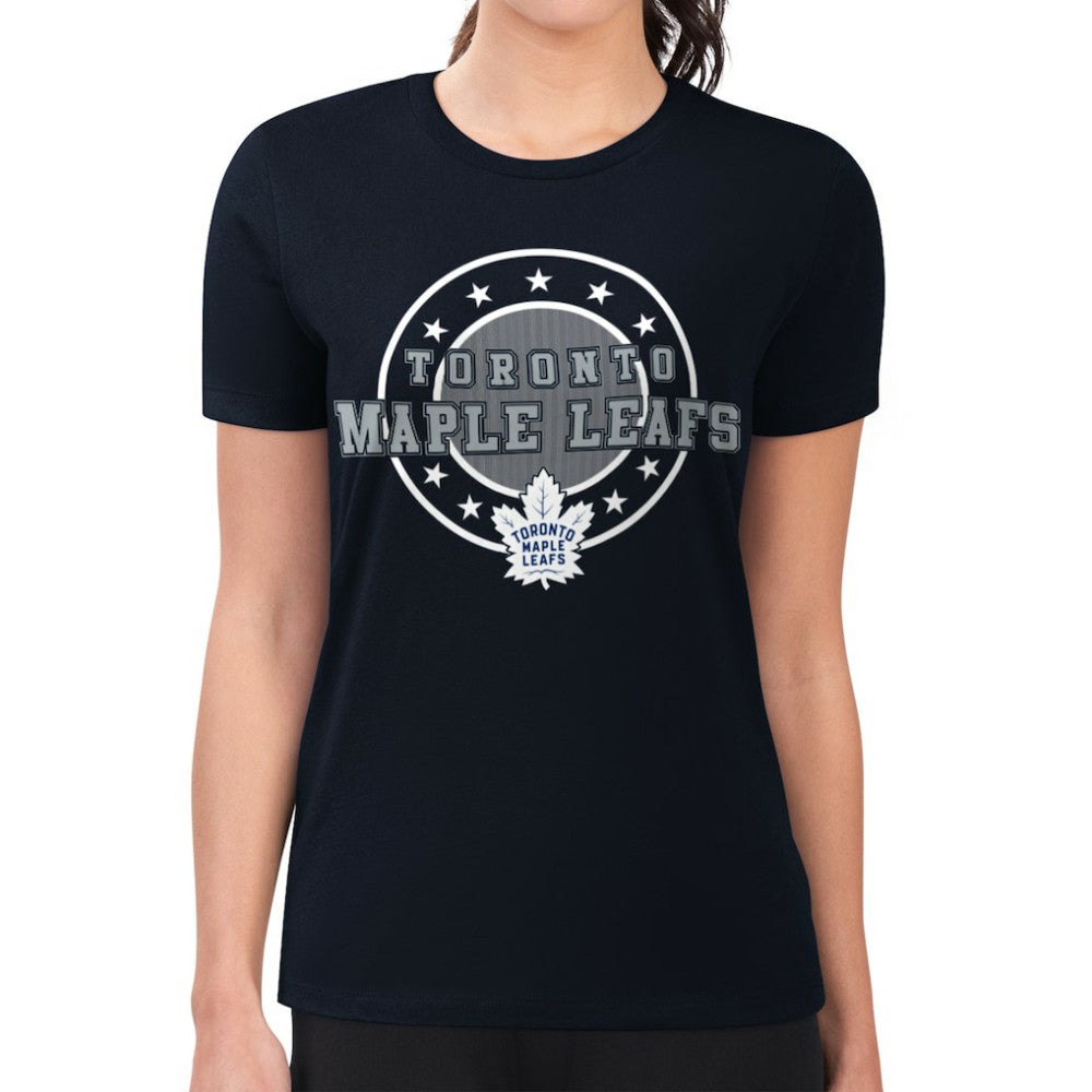 Toronto Maple Leafs G-III 4Her by Carl Banks Women's Super-Slim Lightweight Pinstripe Circle Graphic T-Shirt - Navy - NHL 203505352