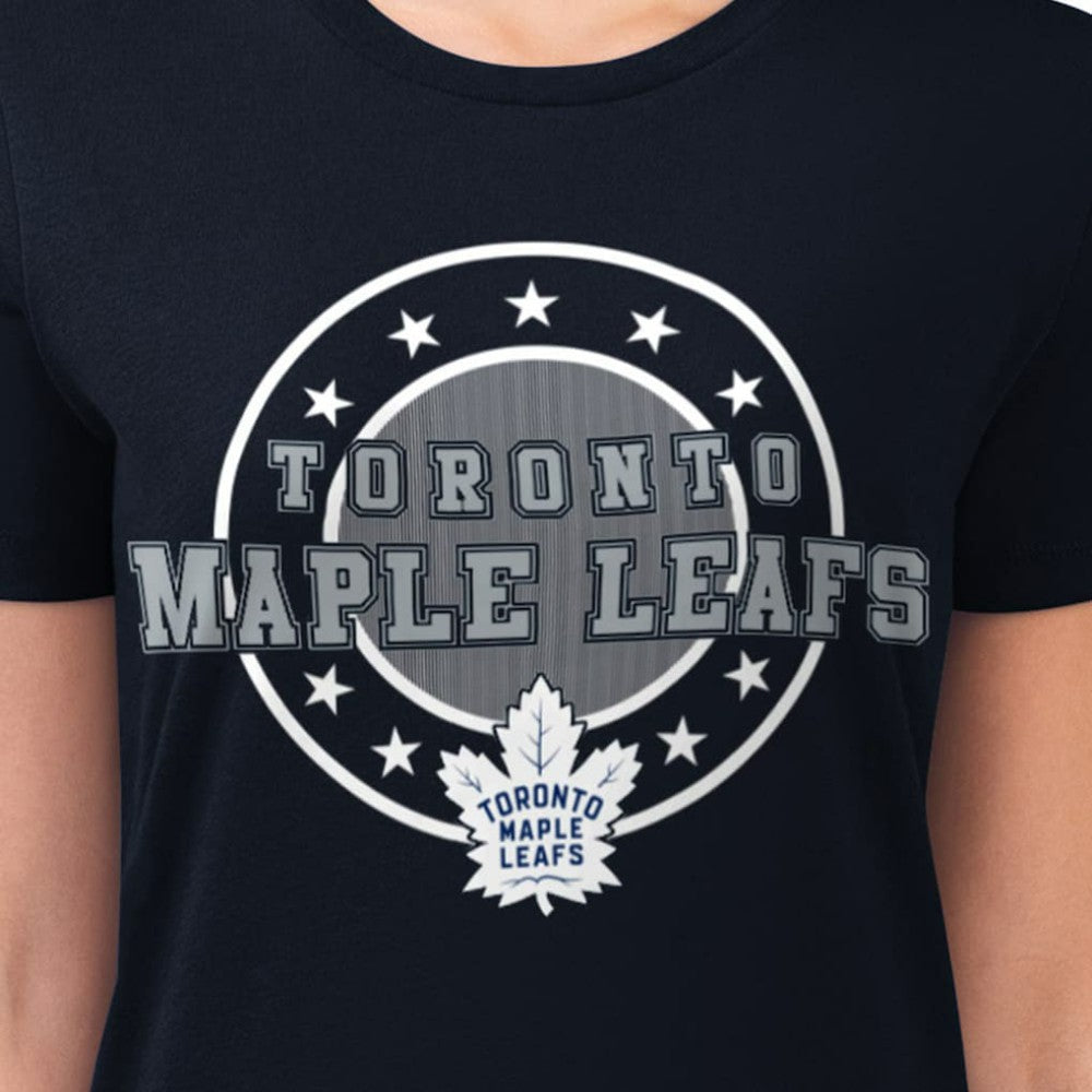 Toronto Maple Leafs G-III 4Her by Carl Banks Women's Super-Slim Lightweight Pinstripe Circle Graphic T-Shirt - Navy - NHL 203505352