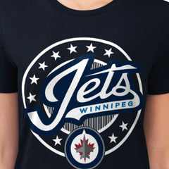 Winnipeg Jets G-III 4Her by Carl Banks Women's Super-Slim Lightweight Pinstripe Circle Graphic T-Shirt - Navy - NHL 203505354
