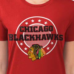 Chicago Blackhawks G-III 4Her by Carl Banks Women's Super-Slim Lightweight Pinstripe Circle Graphic T-Shirt - Red - NHL 203505357