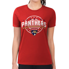 Florida Panthers G-III 4Her by Carl Banks Women's Super-Slim Lightweight Pinstripe Circle Graphic T-Shirt - Red - NHL 203505359