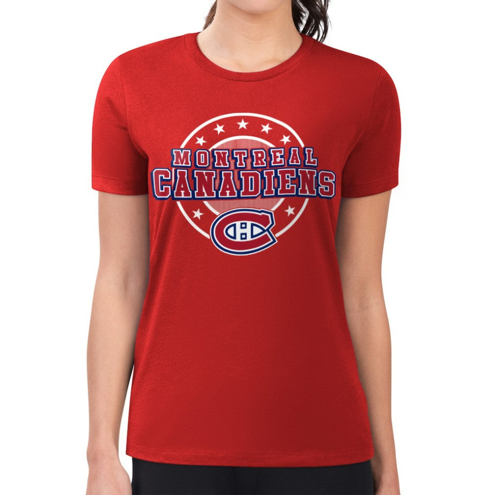 Montreal Canadiens G-III 4Her by Carl Banks Women's Super-Slim Lightweight Pinstripe Circle Graphic T-Shirt - Red - NHL 203505360