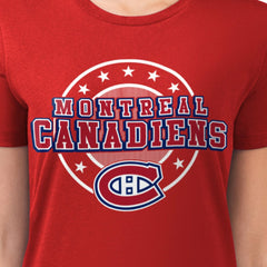Montreal Canadiens G-III 4Her by Carl Banks Women's Super-Slim Lightweight Pinstripe Circle Graphic T-Shirt - Red - NHL 203505360