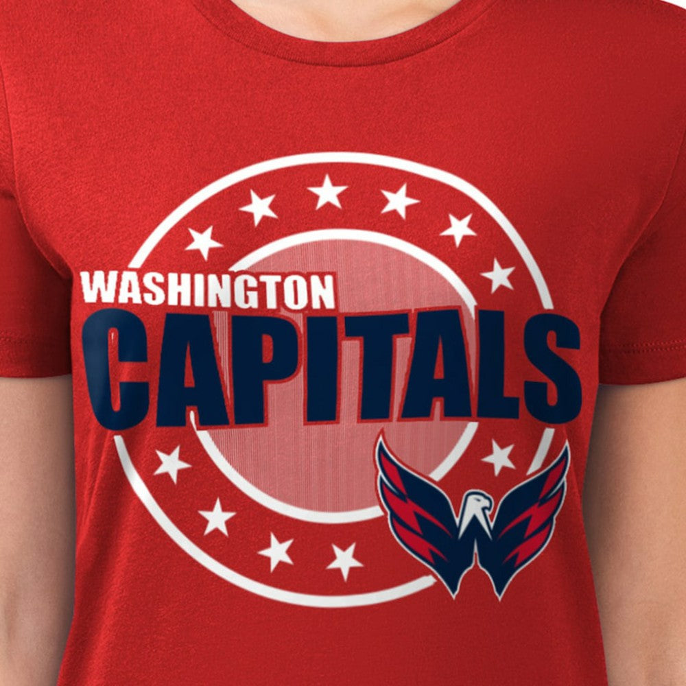 Washington Capitals G-III 4Her by Carl Banks Women's Super-Slim Lightweight Pinstripe Circle Graphic T-Shirt - Red - NHL 203505362