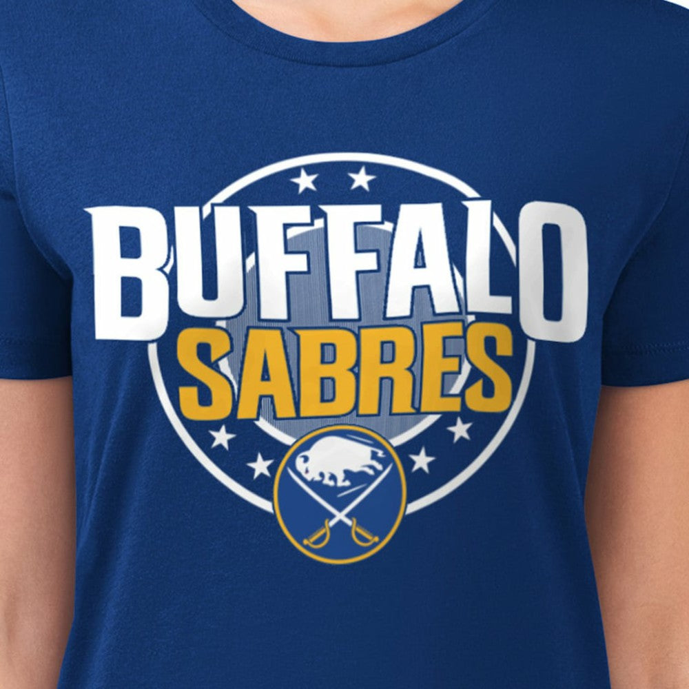 Buffalo Sabres G-III 4Her by Carl Banks Women's Super-Slim Lightweight Pinstripe Circle Graphic T-Shirt - Royal - NHL 203505363