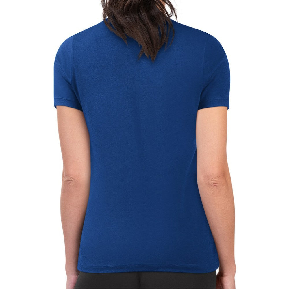 Edmonton Oilers G-III 4Her by Carl Banks Women's Super-Slim Lightweight Pinstripe Circle Graphic T-Shirt - Royal - NHL 203505364