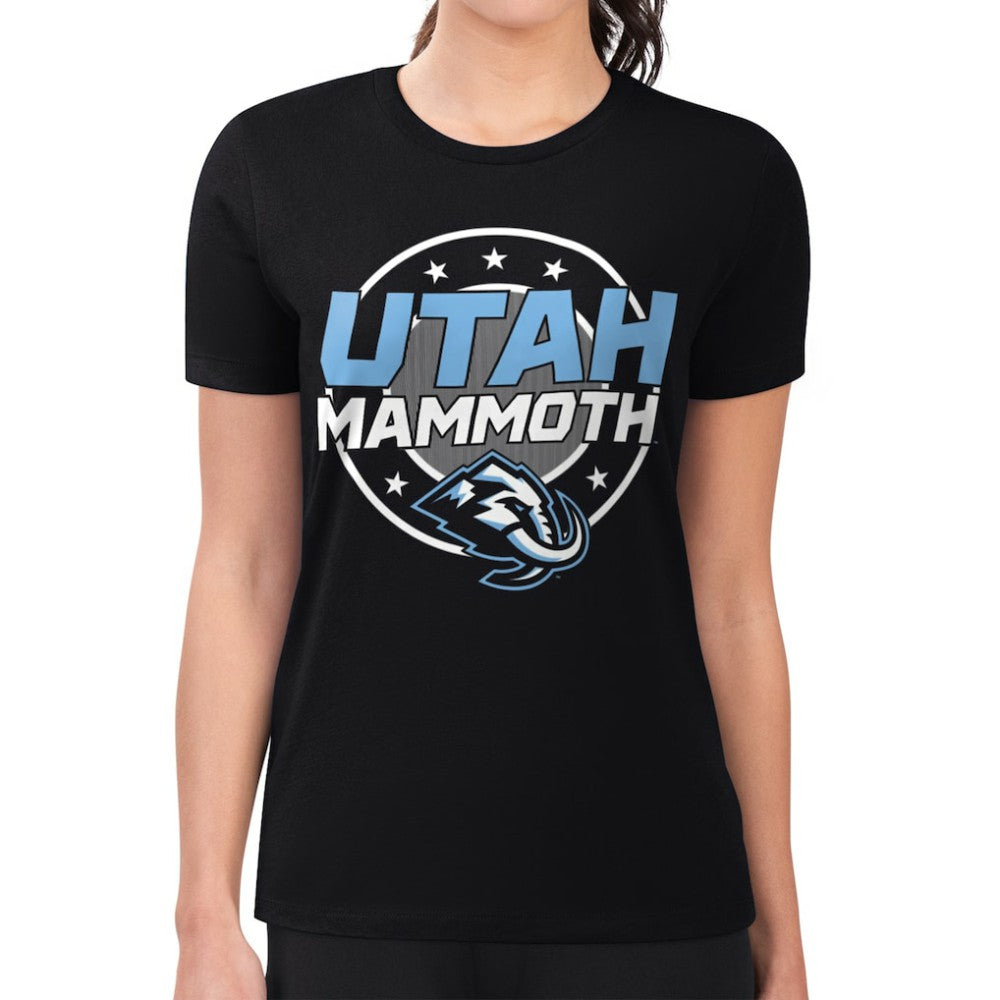 Utah Mammoth G-III 4Her by Carl Banks Women's Super-Slim Lightweight Pinstripe Circle Graphic T-Shirt - Black - NHL 203505368