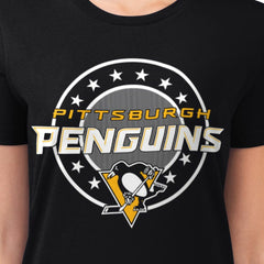 Pittsburgh Penguins G-III 4Her by Carl Banks Women's Super-Slim Lightweight Pinstripe Circle Graphic T-Shirt - Black - NHL 203505369