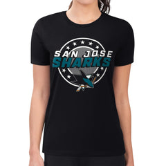 San Jose Sharks G-III 4Her by Carl Banks Women's Super-Slim Lightweight Pinstripe Circle Graphic T-Shirt - Black - NHL 203505370