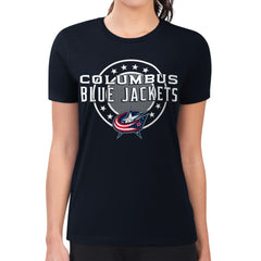 Columbus Blue Jackets G-III 4Her by Carl Banks Women's Super-Slim Lightweight Pinstripe Circle Graphic T-Shirt - Navy - NHL 203505371