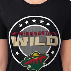 Minnesota Wild G-III 4Her by Carl Banks Women's Super-Slim Lightweight Pinstripe Circle Graphic T-Shirt - Black - NHL 203505377