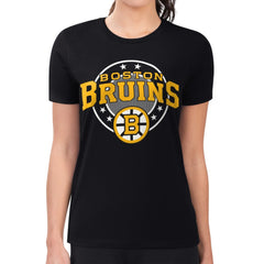 Boston Bruins G-III 4Her by Carl Banks Women's Super-Slim Lightweight Pinstripe Circle Graphic T-Shirt - Black - NHL 203505380