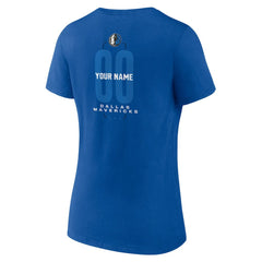 Dallas Mavericks Women's Center Court Name & Number Custom V-Neck T-Shirt Blue