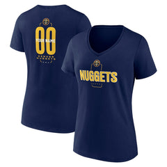 Denver Nuggets Women's Center Court Name & Number Custom V-Neck T-Shirt Navy