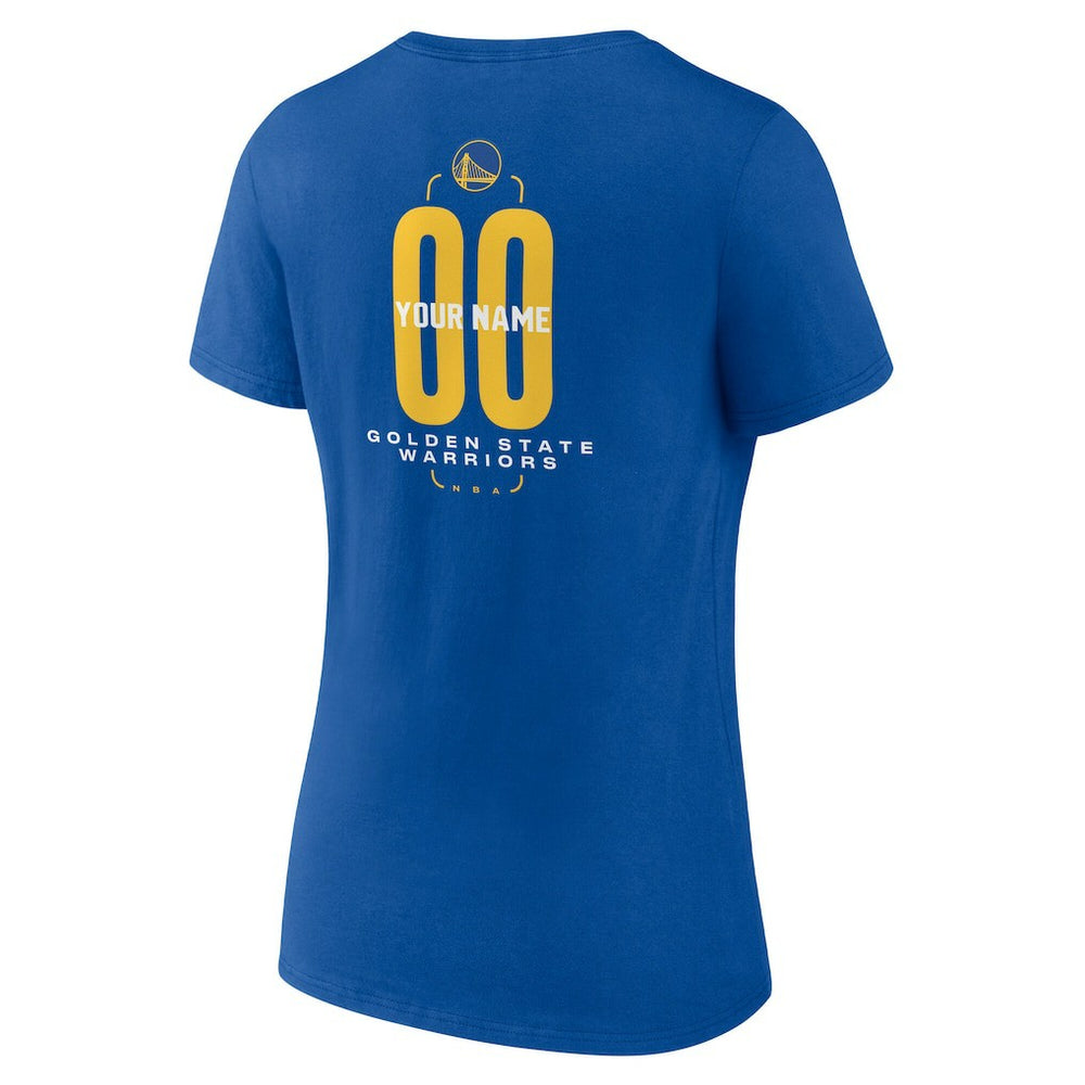 Golden State Warriors Women's Center Court Name & Number Custom V-Neck T-Shirt Royal