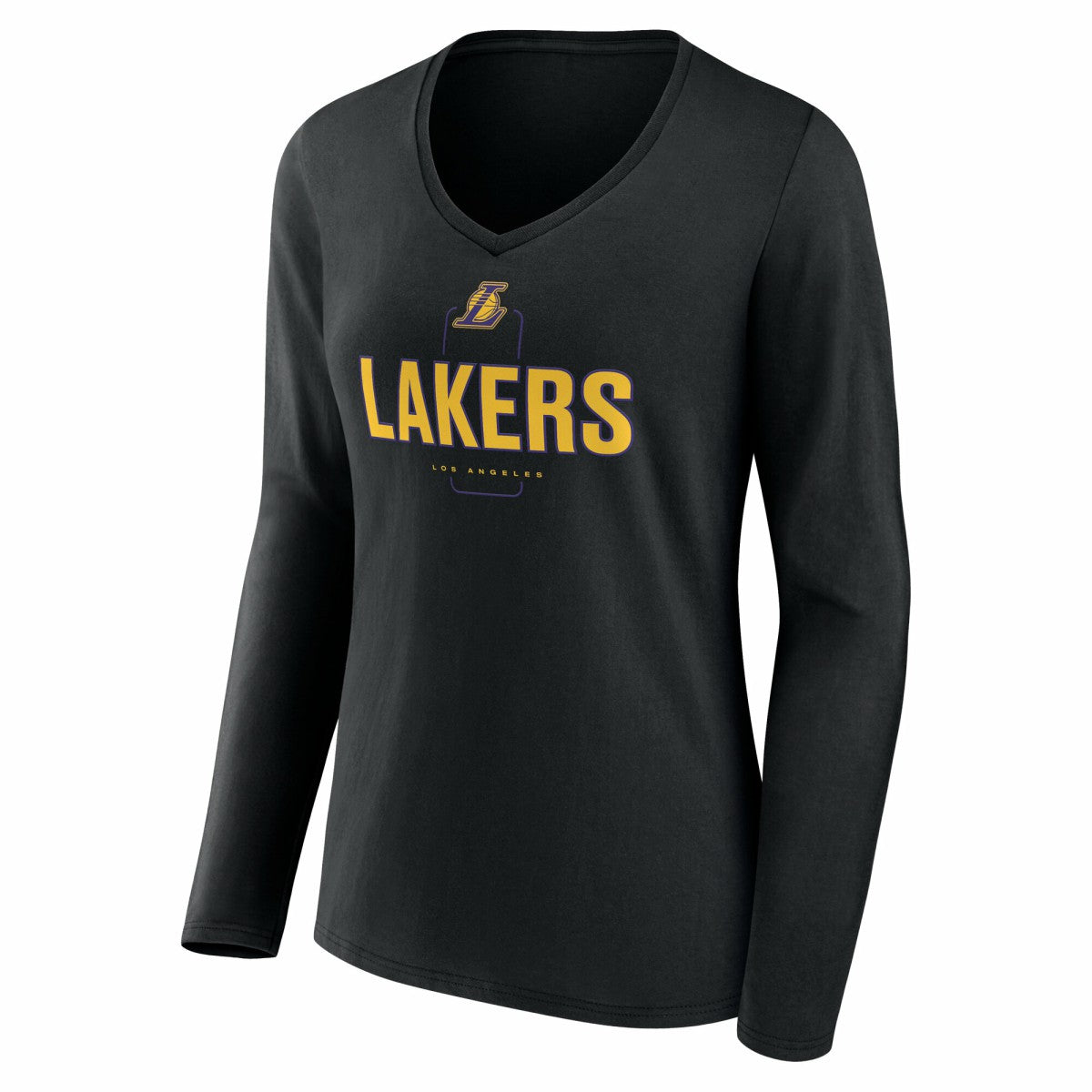 Los Angeles Lakers Women's Center Court Name & Number Custom Long Sleeve V-Neck T-Shirt Black