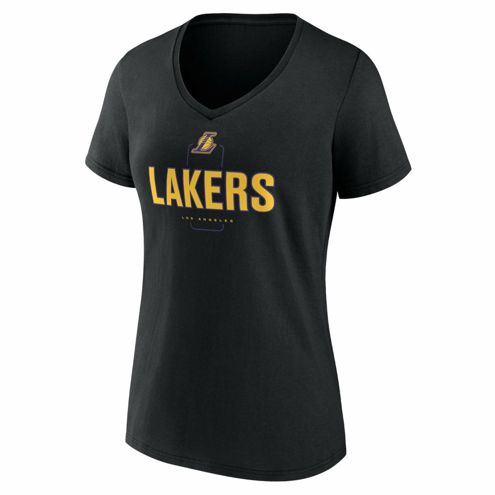Los Angeles Lakers Women's Center Court Name & Number Custom V-Neck T-Shirt Black