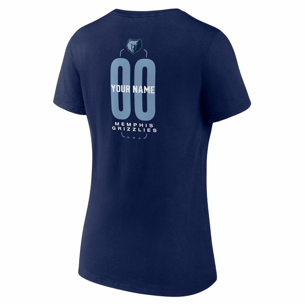 Memphis Grizzlies Women's Center Court Name & Number Custom V-Neck T-Shirt Navy