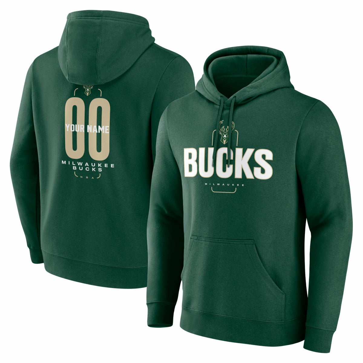 Milwaukee Bucks Center Court Name & Number Custom Hoodie Hunter Green