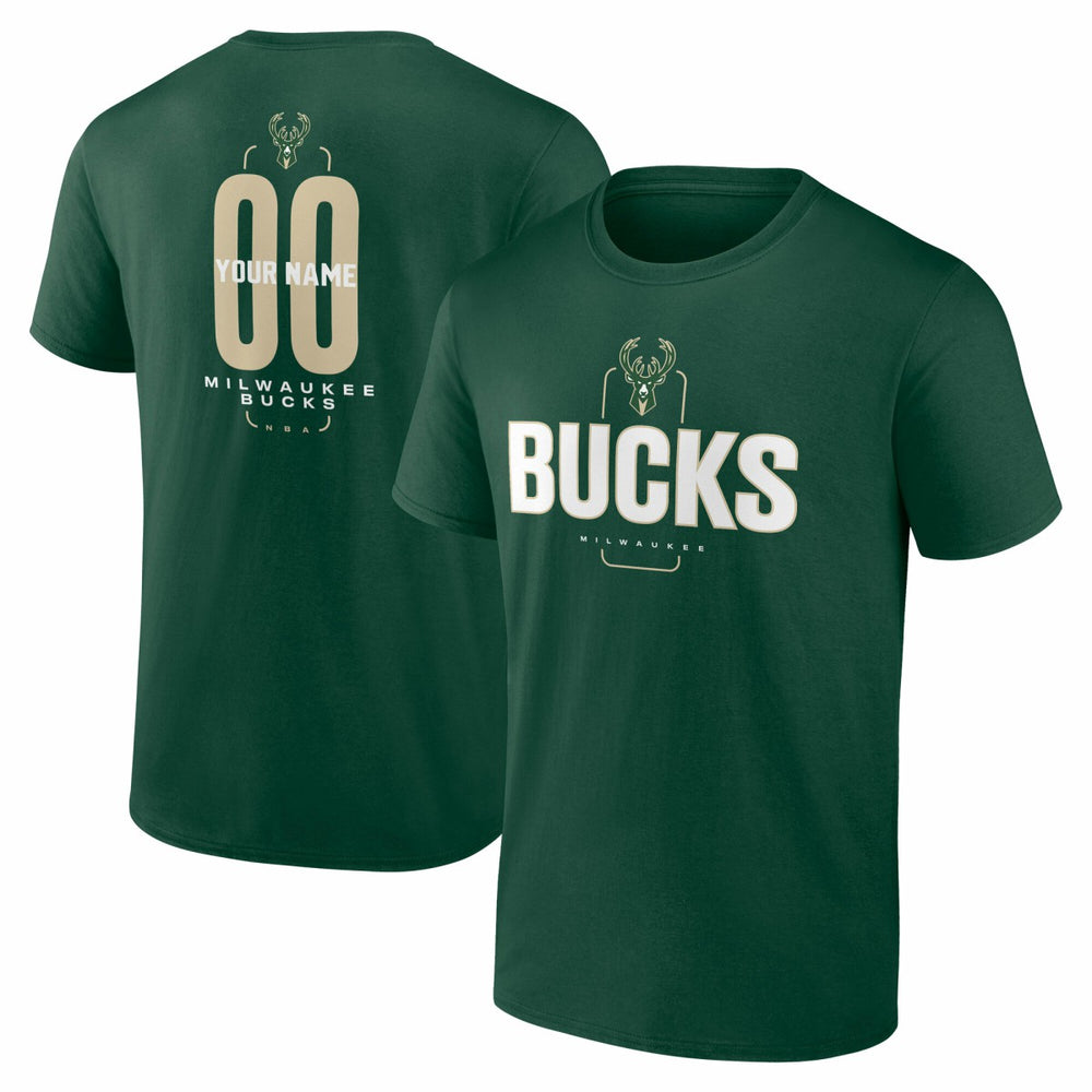 Milwaukee Bucks Center Court Name & Number Custom T-Shirt Hunter Green