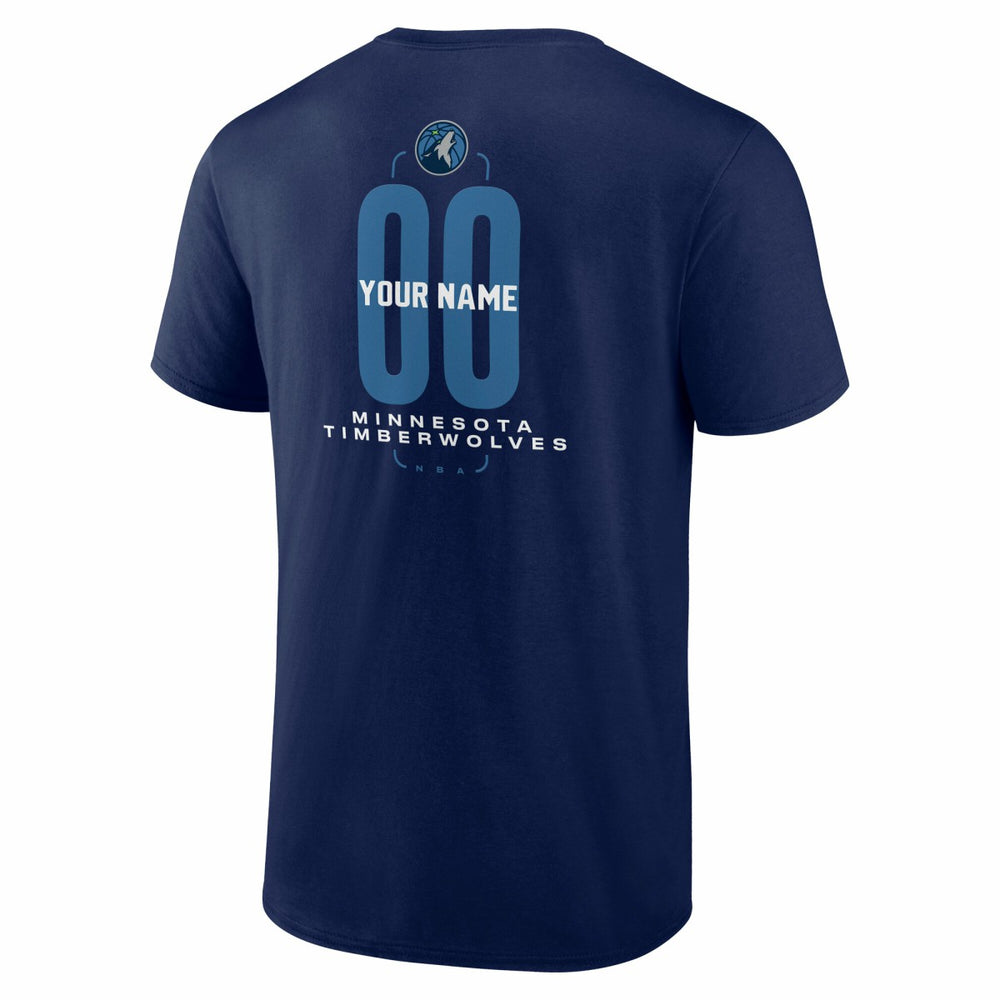 Minnesota Timberwolves Center Court Name & Number Custom T-Shirt Navy