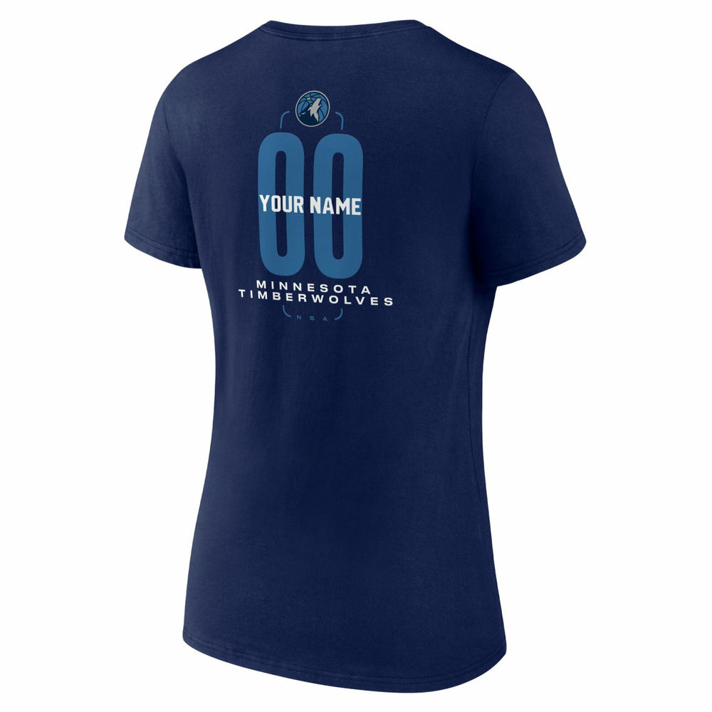 Minnesota Timberwolves Women's Center Court Name & Number Custom V-Neck T-Shirt Navy