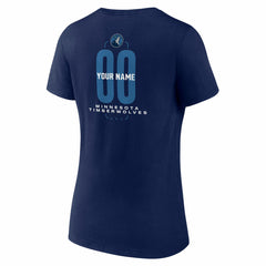 Minnesota Timberwolves Women's Center Court Name & Number Custom V-Neck T-Shirt Navy