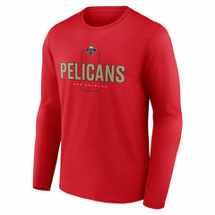 New Orleans Pelicans Center Court Name & Number Custom Long Sleeve T-Shirt Red
