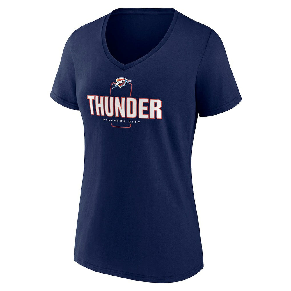 Oklahoma City Thunder Women's Center Court Name & Number Custom V-Neck T-Shirt Navy
