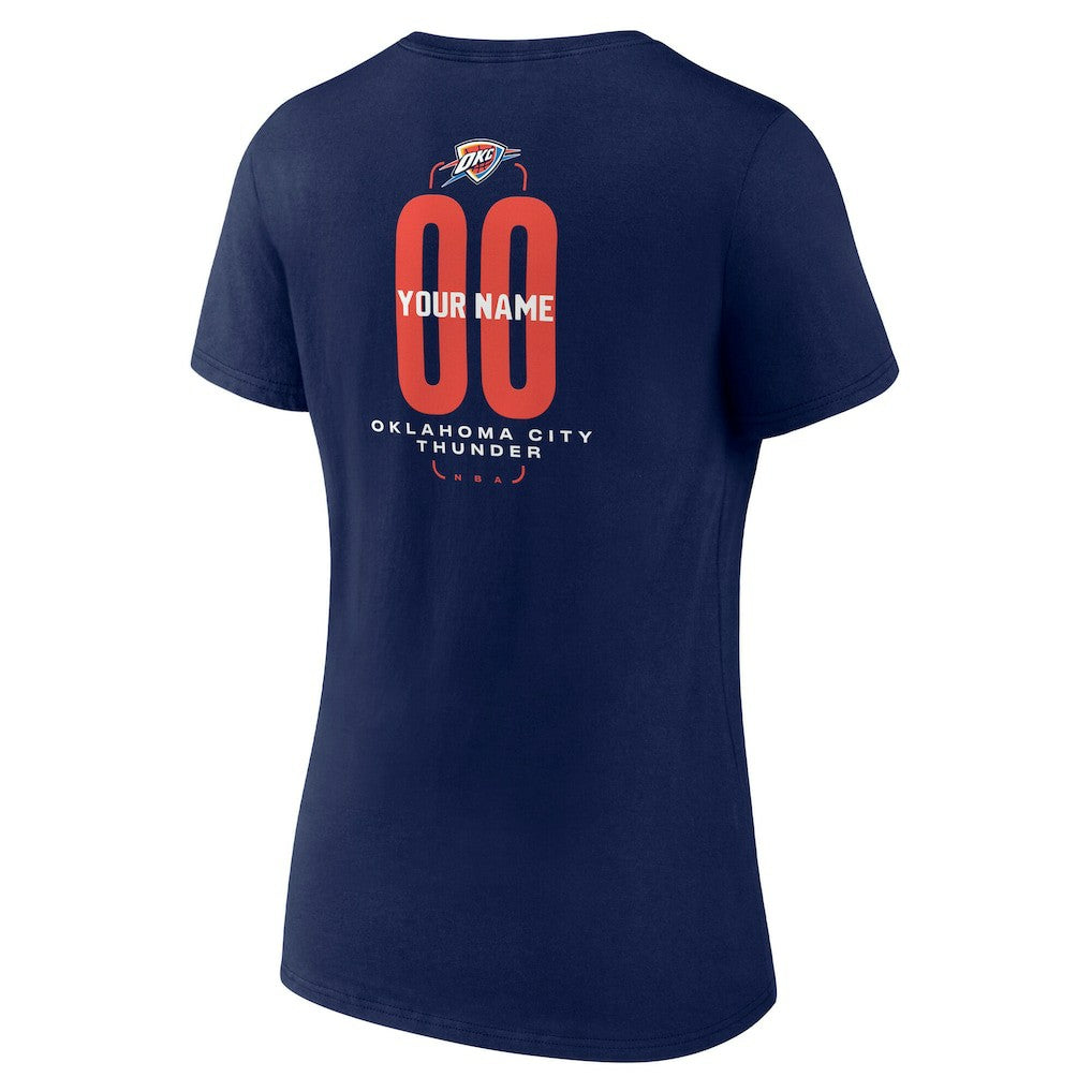 Oklahoma City Thunder Women's Center Court Name & Number Custom V-Neck T-Shirt Navy