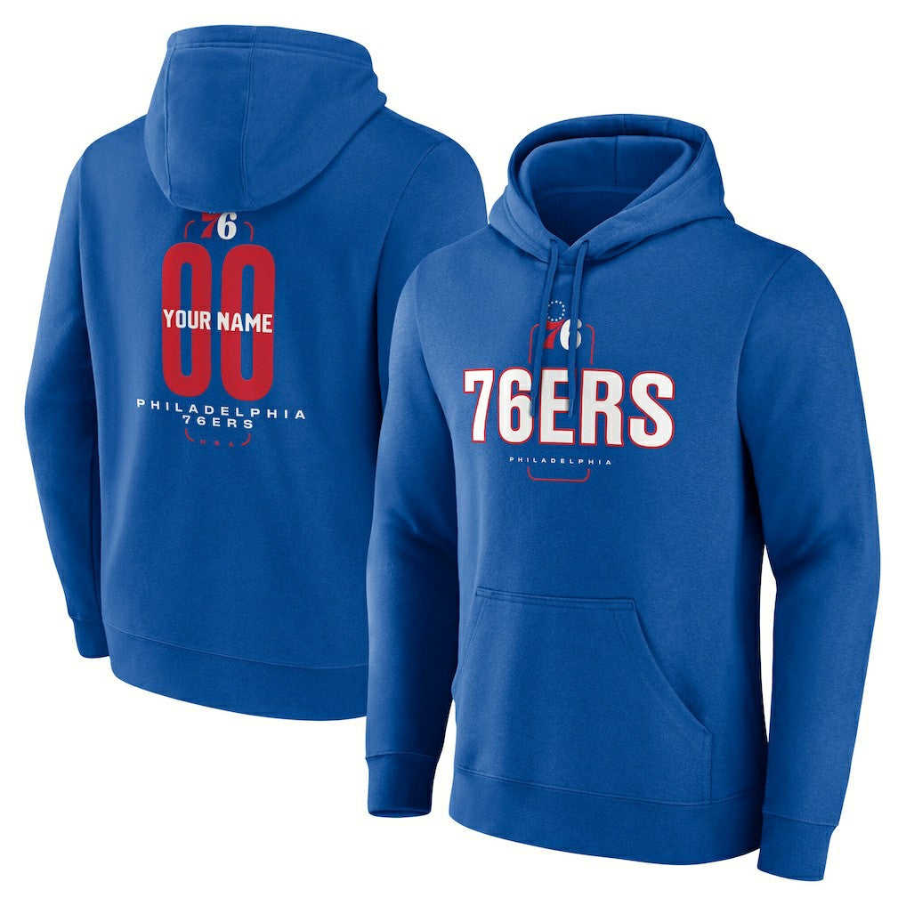 Philadelphia 76ers Center Court Name & Number Custom Hoodie Royal