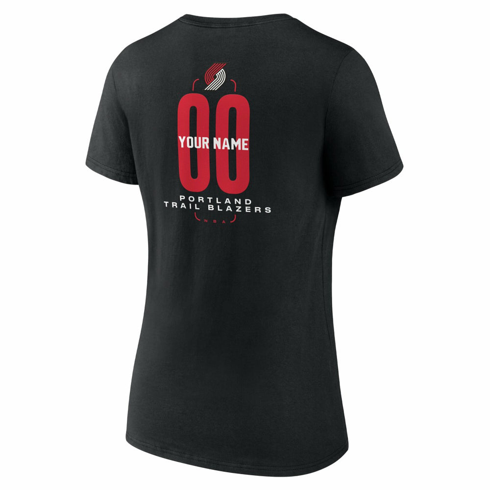 Portland Trail Blazers Women's Center Court Name & Number Custom V-Neck T-Shirt Black