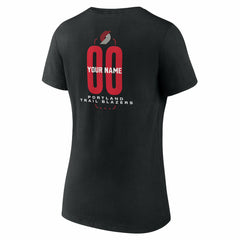 Portland Trail Blazers Women's Center Court Name & Number Custom V-Neck T-Shirt Black