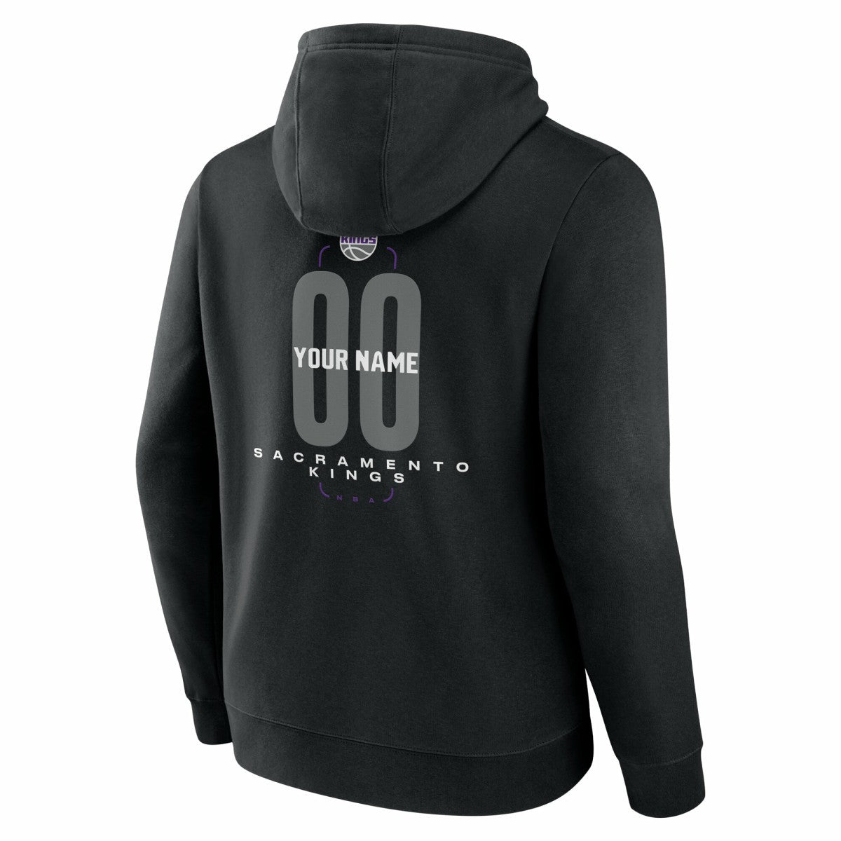 Sacramento Kings Center Court Name & Number Custom Hoodie Black