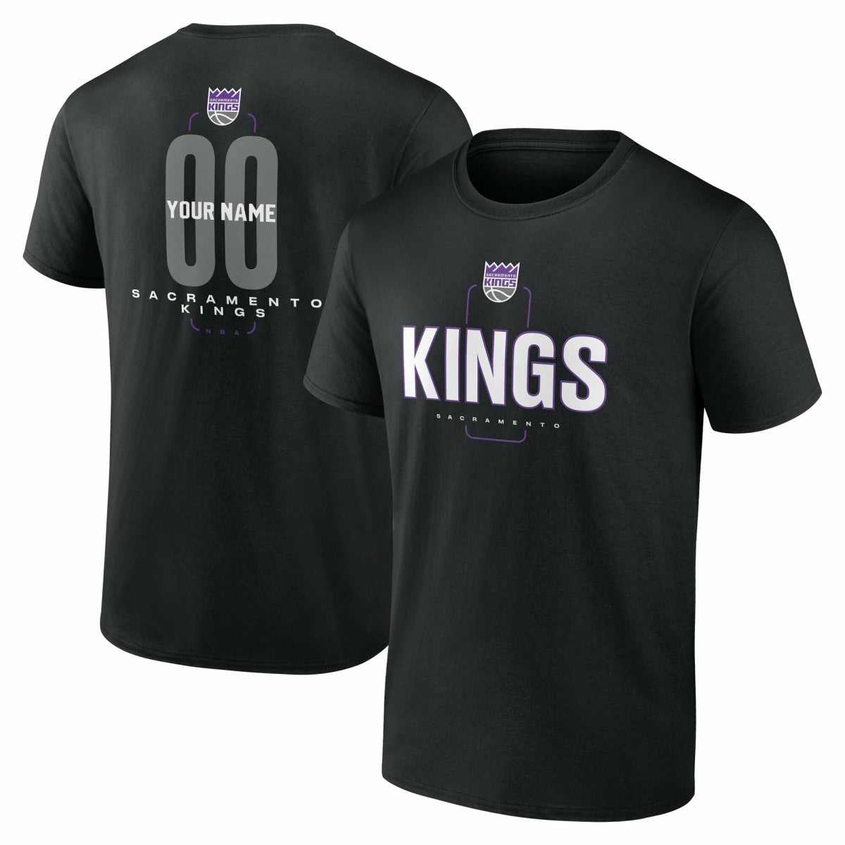 Sacramento Kings Center Court Name & Number Custom T-Shirt Black