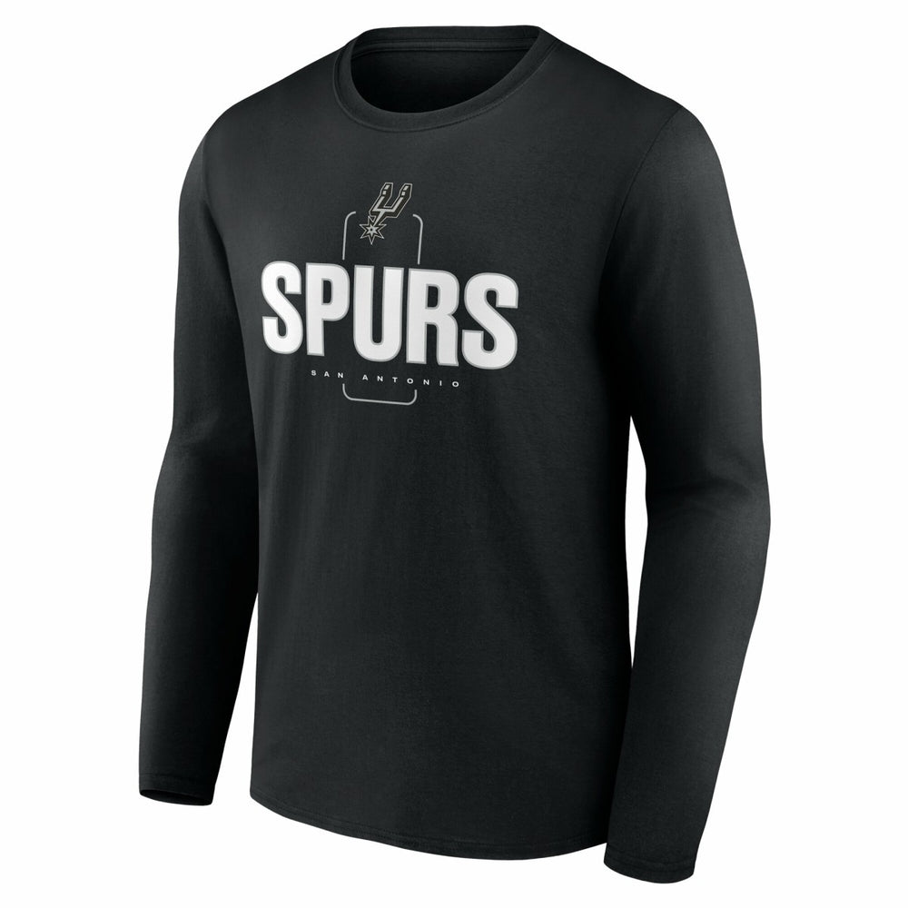 San Antonio Spurs Center Court Name & Number Custom Long Sleeve T-Shirt Black