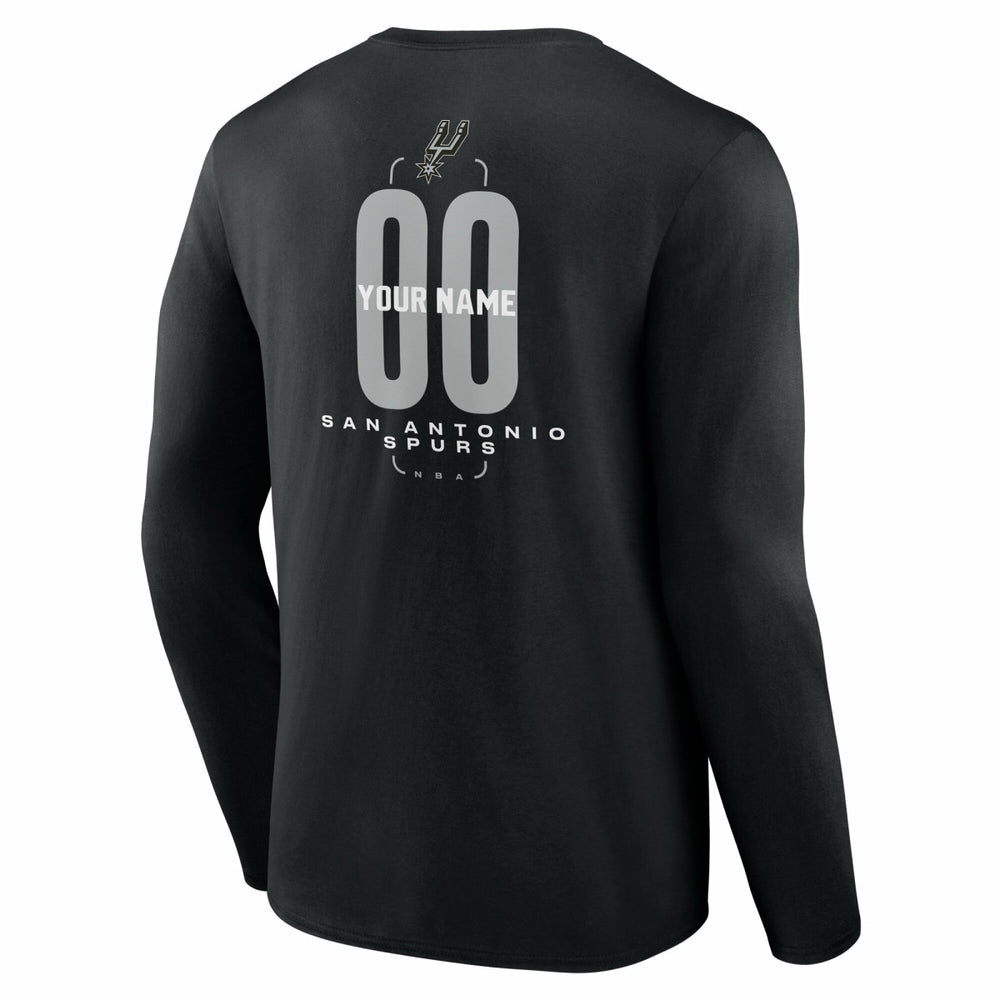 San Antonio Spurs Center Court Name & Number Custom Long Sleeve T-Shirt Black