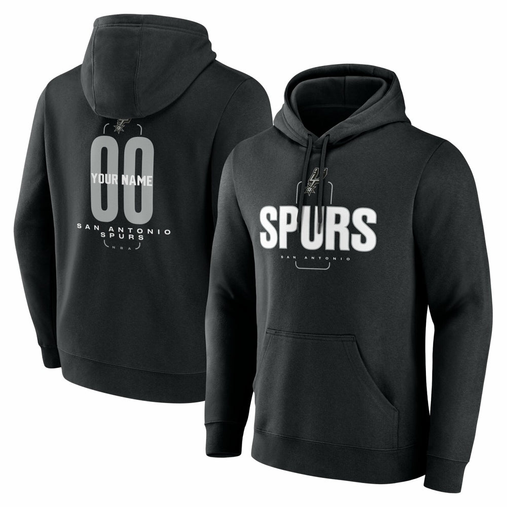 San Antonio Spurs Center Court Name & Number Custom Hoodie Black