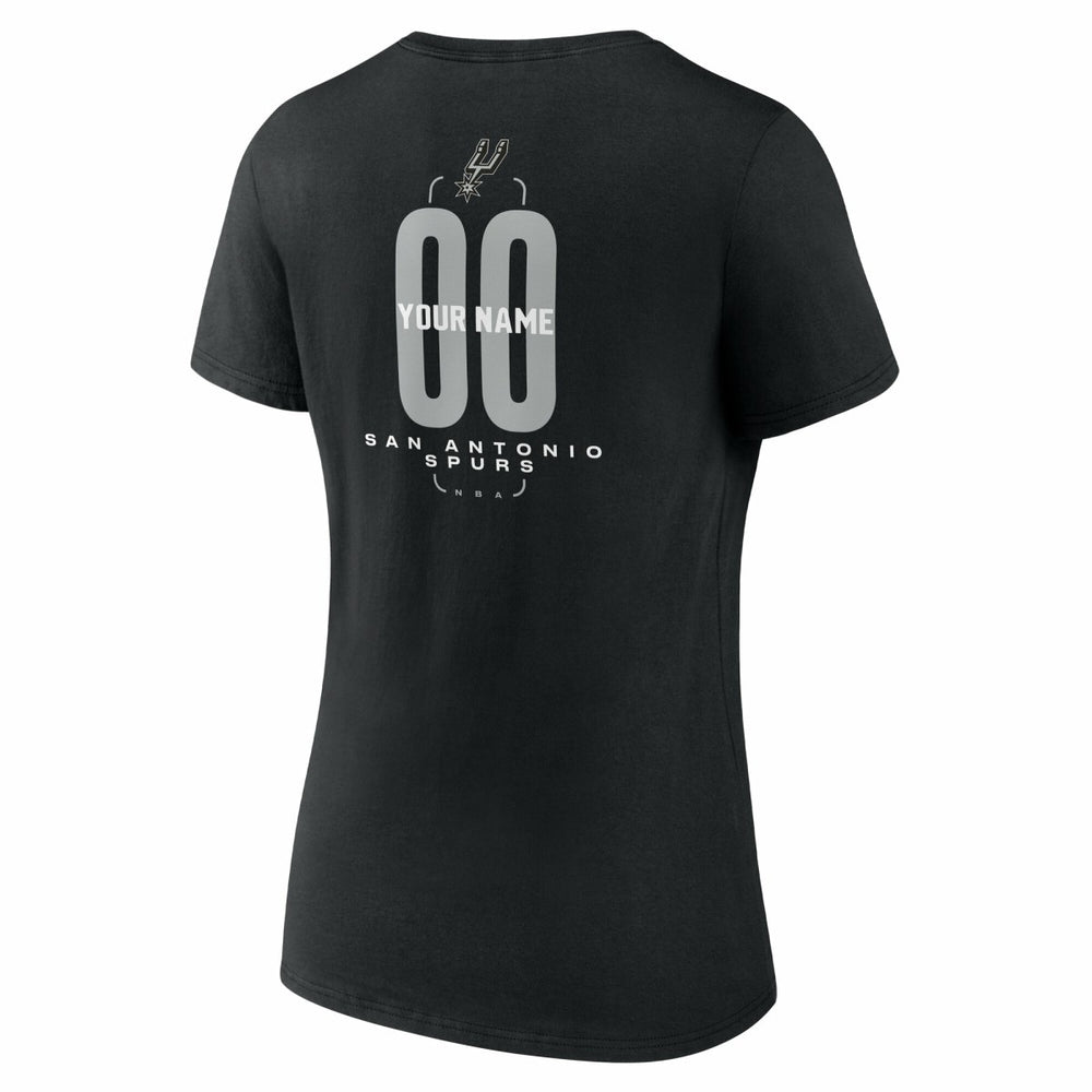 San Antonio Spurs Women's Center Court Name & Number Custom V-Neck T-Shirt Black