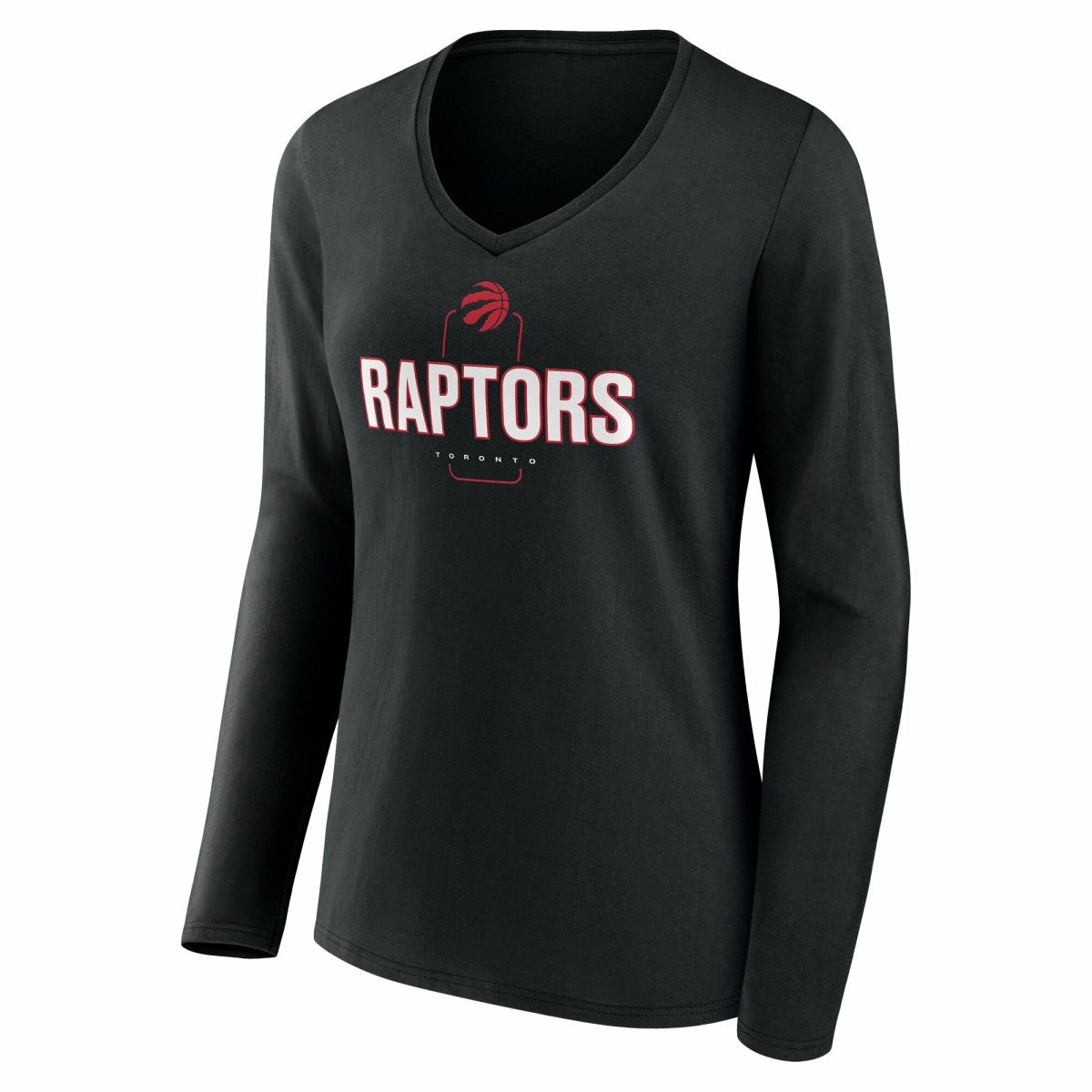 Toronto Raptors Women's Center Court Name & Number Custom Long Sleeve V-Neck T-Shirt Black
