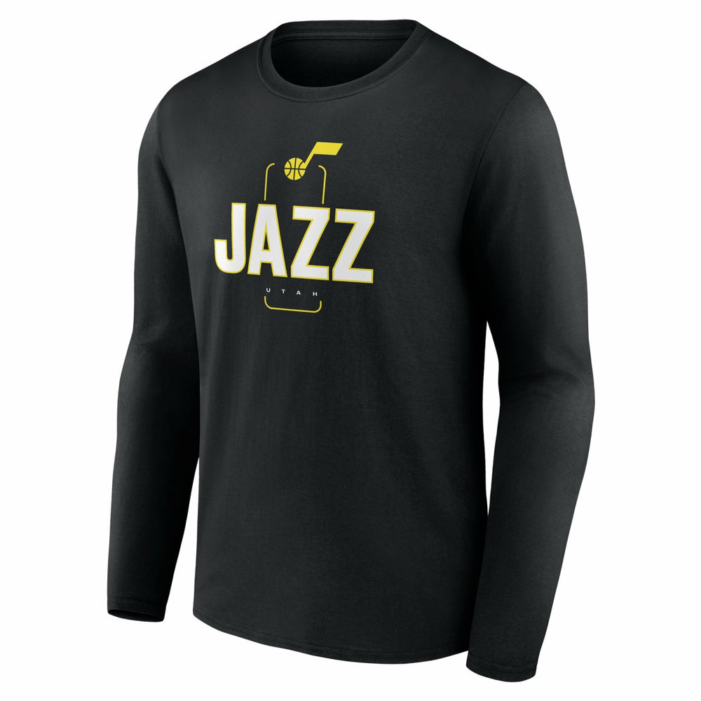 Utah Jazz Center Court Name & Number Custom Long Sleeve T-Shirt Black
