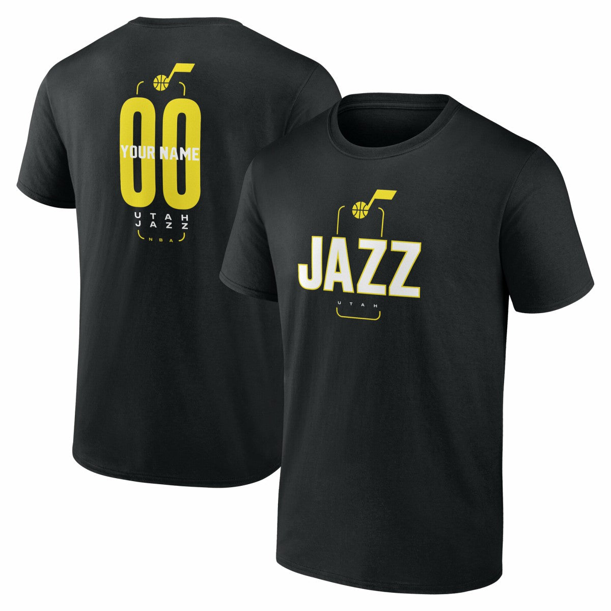 Utah Jazz Center Court Name & Number Custom T-Shirt Black
