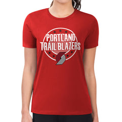 Portland Trail Blazers G-III 4Her by Carl Banks Women's Super-Slim Lightweight Pinstripe Circle Graphic T-Shirt Red