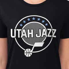 Utah Jazz G-III 4Her by Carl Banks Women's Super-Slim Lightweight Pinstripe Circle Graphic T-Shirt Black