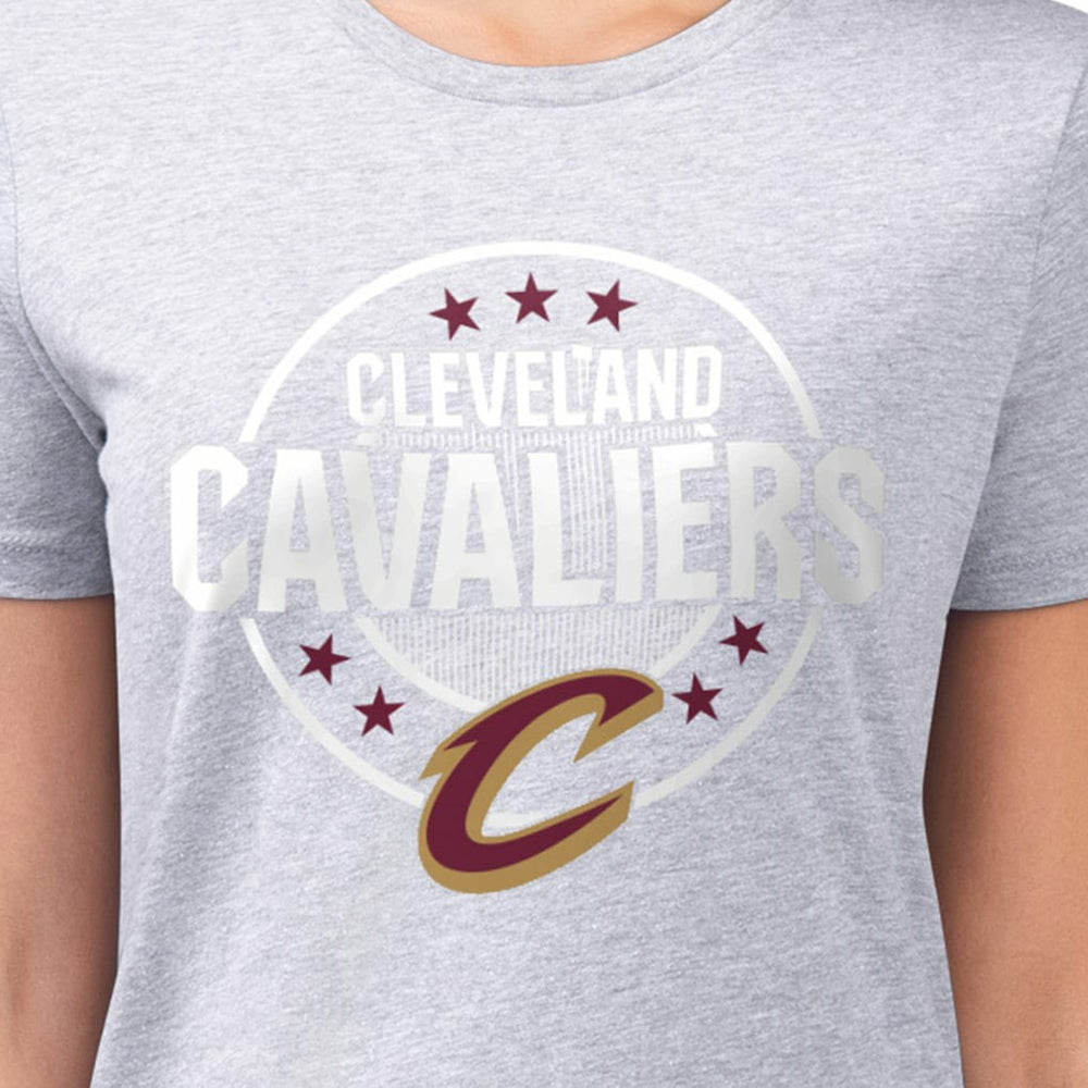 Cleveland Cavaliers G-III 4Her by Carl Banks Women's Super-Slim Lightweight Pinstripe Circle Graphic T-Shirt Gray