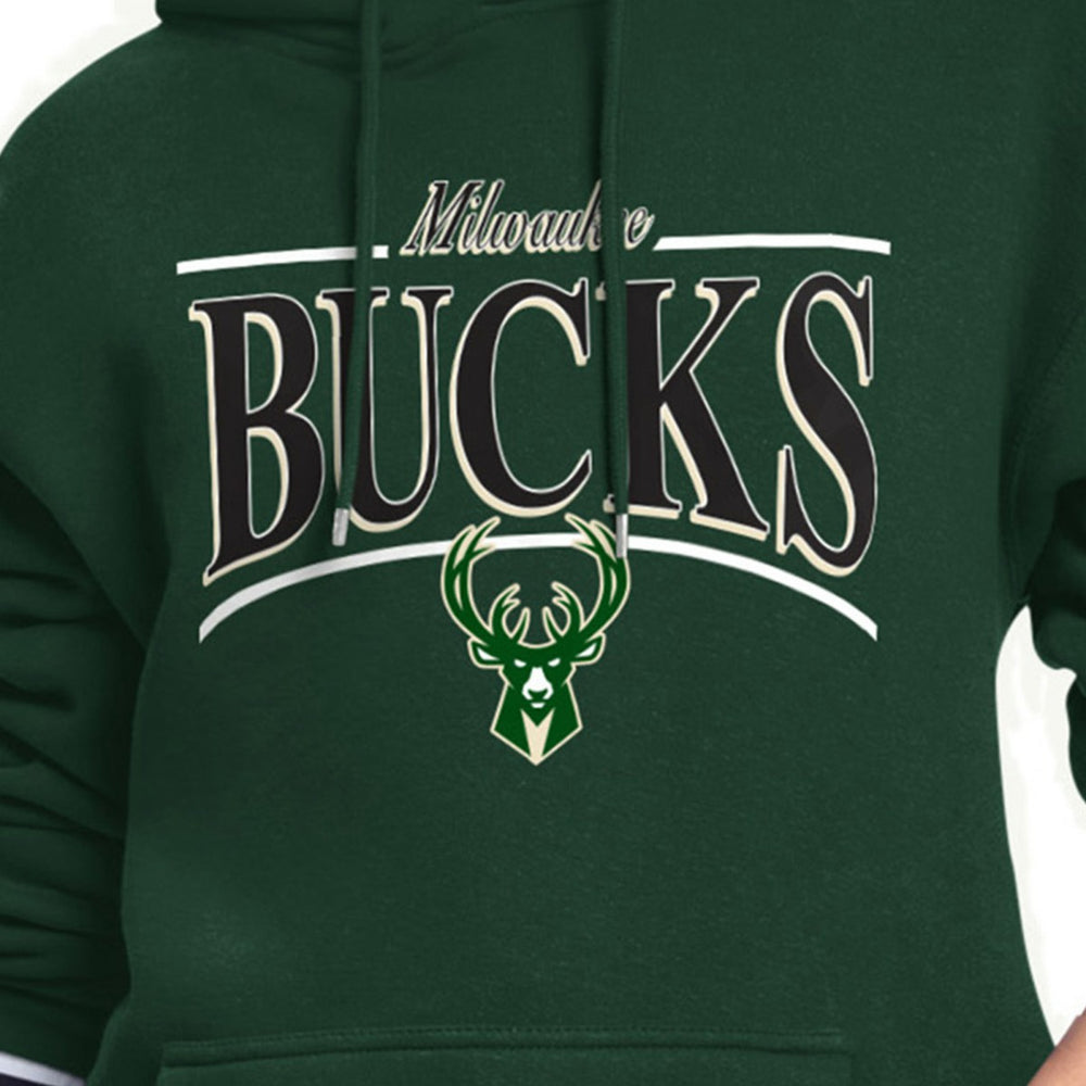 Milwaukee Bucks Starter Women's Arch Stripe Fleece Hoodie Hunter Green